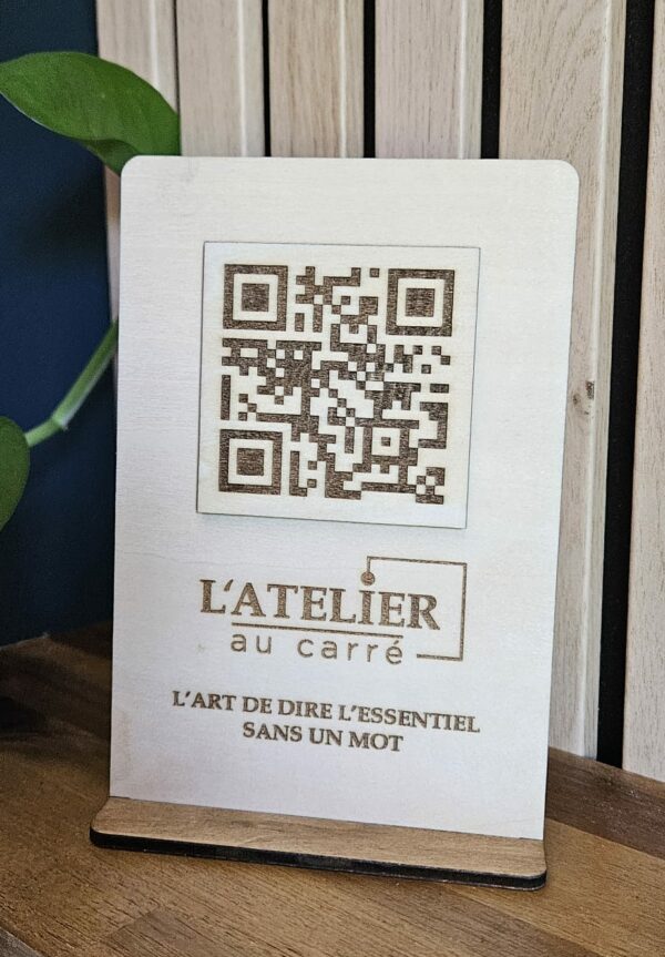 Pancarte bois avec QR Code personnalisé