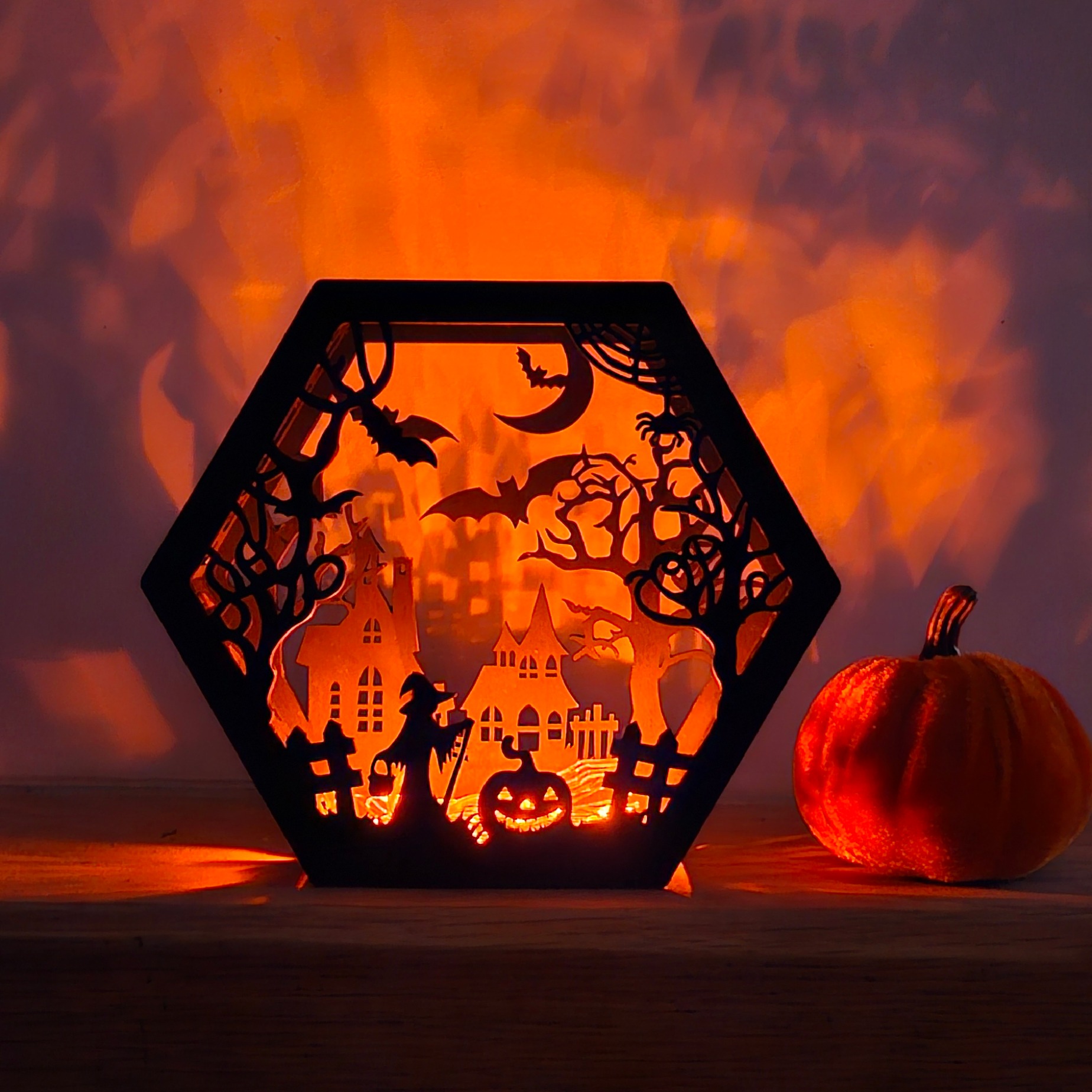 Lanterne d'Halloween hexagonale